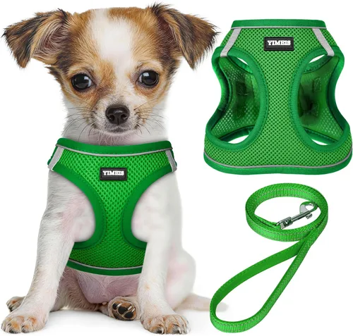 Vista 35 de YIMEIS Juego de arnés y correa para perro, arnés de malla suave sin tirones, chaleco reflectante ajustable para cachorros para perros pequeños