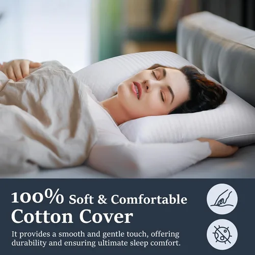 Vista 3 de COZSINOOR Almohadas de Plumas de Ganso Tamaño Queen Juego de 2 - Almohada de Cama de Plumón de Hotel para Dormir, Funda de Algodón Suave de 600 TC