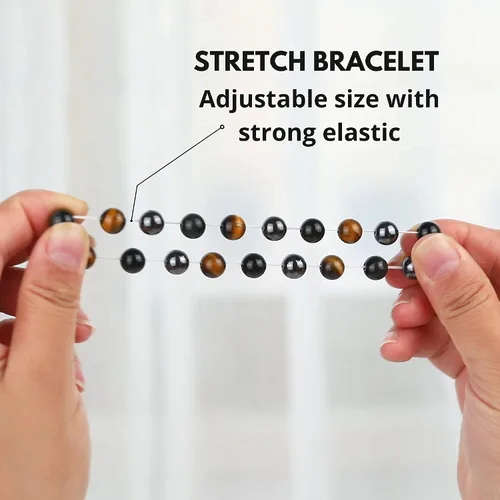 Vista 128 de Crystal Vibe Pulseras de cuentas de 0.315 in para mujeres y hombres, pulseras de cristal con piedras preciosas naturales, tamaño elástico ajustable