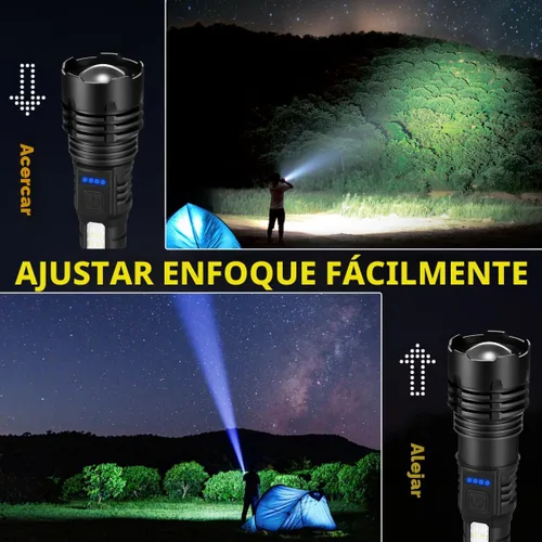 Vista 3 de Linternas Recargables de Alto Lúmenes, 7Modo Super Brillante para Acampar, Luz Táctil Ajustable de Alta Potencia, Linternas LED para Emergencias