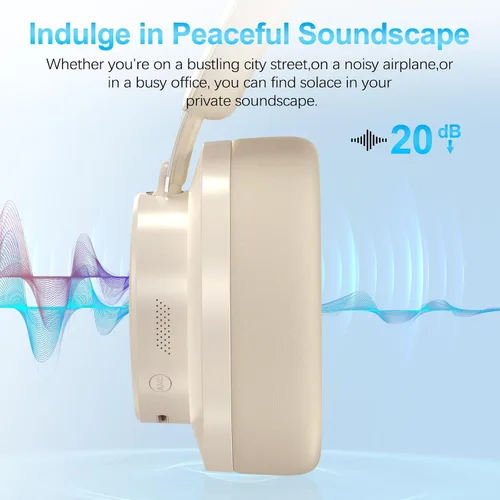 Vista 3 de Auriculares con Cancelación de Ruido Inalámbricos Bluetooth, Auriculares Bluetooth Sobre la Oreja con Micrófono, Auriculares Inalámbricos
