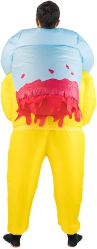 Vista 4 de Disfraz inflable de zombi de peligro amarillo para adultos (talla única)