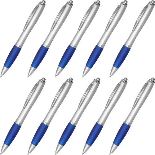 Vista 22 de DISCOUNT PROMOS - Bolígrafos personalizados con agarre de goma y tinta negra, paquete de 10 unidades, diseño ergonómico, ideal para oficina
