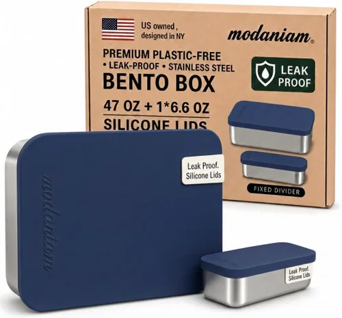 Vista 19 de Modaniam Flexibento - Juego de recipientes de acero inoxidable con tapas de silicona, paquete de 2 unidades de 14 onzas cada uno