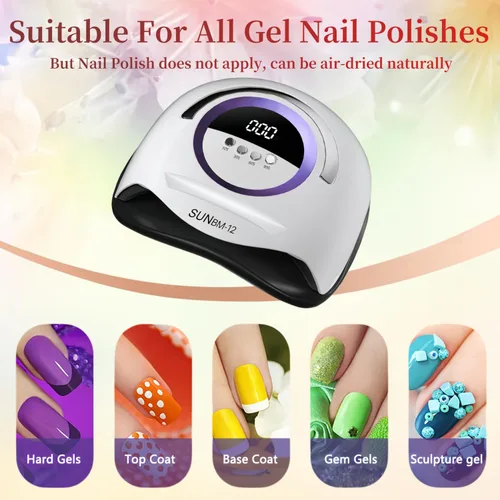 Vista 5 de Lámpara de uñas UV LED con 72 perlas, lámparas de curado de uñas de 300 W para esmalte de gel con sensor automático/4 ajustes de temporizador