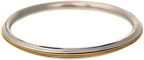Vista 2 de Will and Weaves - Pulsera Kada de acero inoxidable para hombres y mujeres con línea dorada de 2.6 pulgadas de diámetro, plata