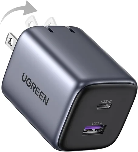 Vista 9 de UGREEN Cargador USB C de 35 W para iPhone 17 de carga rápida, Nexode 2 puertos GaN plegable PPS compacto y rápido bloque de cargador de pared