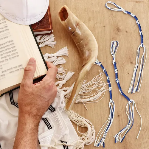 Vista 3 de Boao Tzitzits - Chal de oración con borlas pequeñas, accesorios para decoración del hogar, borlas