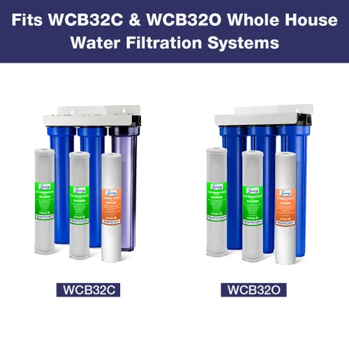 Vista 2 de iSpring F3WCB32 Filtros de agua para toda la casa de 20 x 2.5 pulgadas para sistemas de filtro de agua de la serie WCB32, paquete de 3