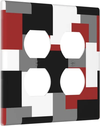Vista 99 de Placa de Interruptor de Luz de Palanca Única Abstracta en Negro, Blanco y Gris, Cubierta de Tomacorriente, Placa de Pared Decorativa de Un