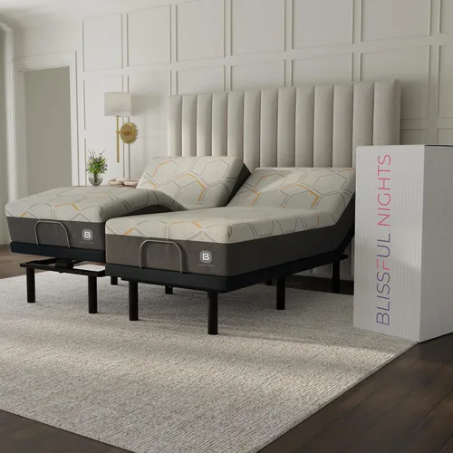 Vista 10 de Blissful Nights Split King e4 Marco de Base de Cama Ajustable con Gravedad Cero, Masaje, Anti-Ronquidos, Carga USB Dual, Luz Nocturna Debajo
