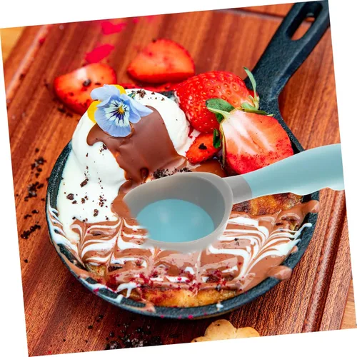 Vista 3 de Juego de cucharas ergonómicas para helados, 2 cucharas de goma para helado para servir ensalada de frutas