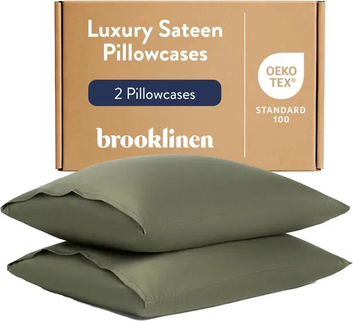 Vista 8 de Brooklinen Juego de fundas de almohada de satén de lujo con calidad de Blanco