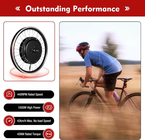 Vista 2 de Kit de conversión de bicicleta eléctrica de 1000 W 48 V con pantalla LED, cubo de rueda delantera de 20 pulgadas, impermeable, cubo de bicicleta