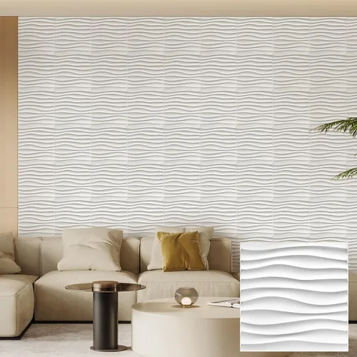 Vista 17 de Heikki Paquete de 30 paneles de pared 3D para decoración de pared interior, paneles de pared con textura de flores de PVC para sala de estar Negro-YJ
