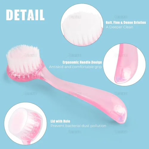 Vista 9 de AUEAR, Paquete de 4 cepillos faciales para limpieza y limpieza facial con tapa para mujeres y niñas, lavado y masaje de maquillaje