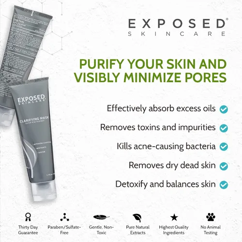 Vista 6 de Exposed Skin Care Mascarilla facial de carbón activado para purificar la piel, regular la producción de aceite y minimizar visiblemente los poros