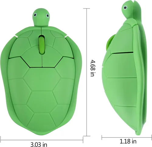 Vista 6 de elec Space Ratón inalámbrico en forma de tortuga, ratón óptico de computadora de 2.4G, 3 botones, 4.7 x 3.0 in (verde menta)
