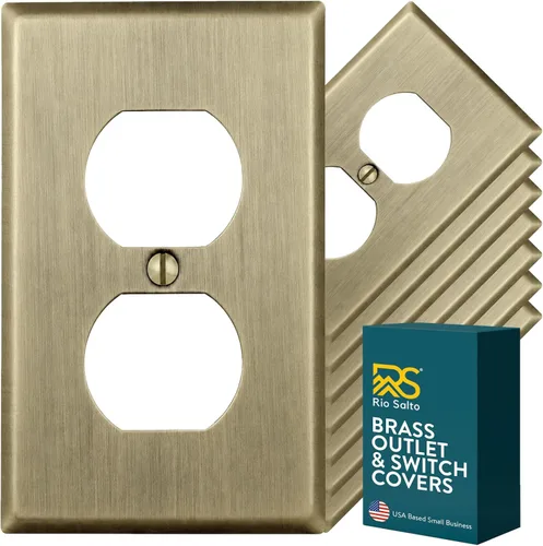 Vista 20 de Rio Salto BRASS Signature Collection MIDSIZE - Placa de pared de metal dorado para interruptor de luz o cubierta de tomacorriente, placa de pared