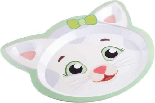 Vista 5 de Daniel Tiger - Juego de platos de alimentación de melamina, cuatro (4) lindos platos para niños con Daniel, carrito y amigos, compartimentos