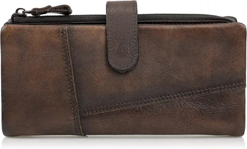 Vista 7 de Cartera de cuero vintage de gran capacidad para mujer, embrague para tarjetas de crédito, Dcoffee, Vintage