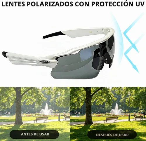 Vista 6 de Gafas de sol inteligentes con audio Bluetooth Música y llamadas manos libresAsistente de voz AI, altavoces de oído abierto, gafas de sol