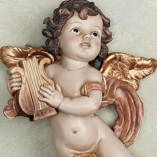 Vista 4 de Dulcet Sounds Cherub - Placas de pared (2 unidades), color dorado