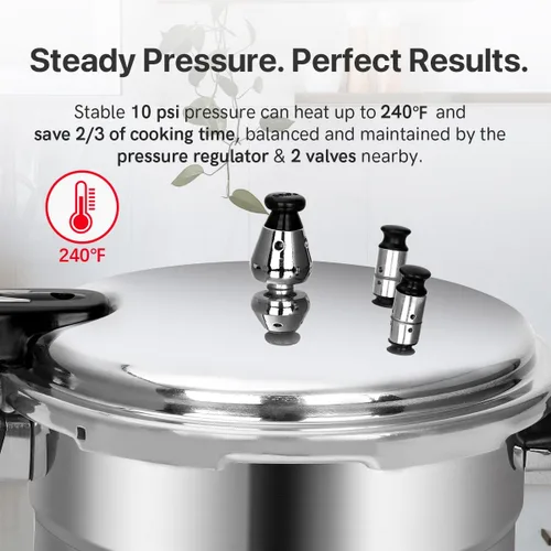 Vista 3 de Fulgutonit Olla a presión de 5.3 cuartos de galón, olla de presión compatible con inducción de 10 psi, con control de presión múltiple y protección