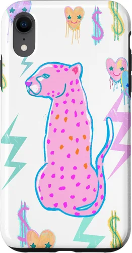 Vista 24 de iPhone 16 Preppy Art Cheetah, Pink Cheetah, Preppy Art Estética Funda