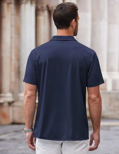 Vista 2 de COOFANDY Camisa casual con botones para hombre, manga corta, sin arrugas, camisa de verano