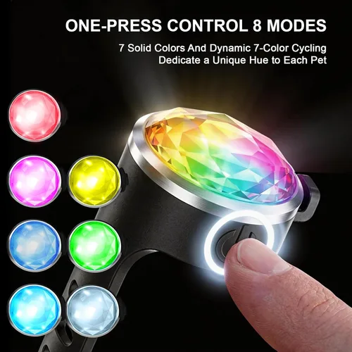 Vista 3 de Paquete de 2 luces para collar de perro, recargable USB-C con clip, luz LED impermeable de seguridad para mascotas con correa de silicona ajustable