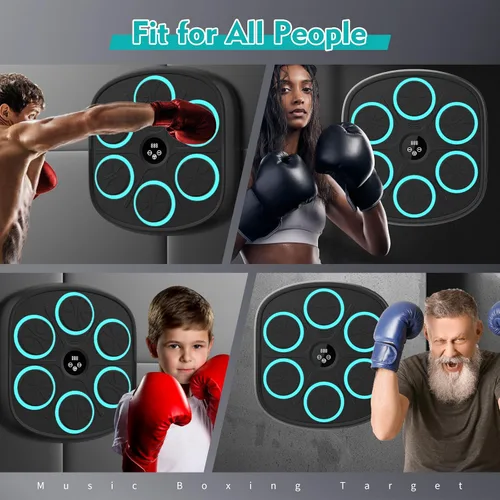 Vista 7 de Music Boxing Machine, Wall Mounted Punching Bag with Bluetooth, Boxing Training Workout Equipment with Gloves, Ideal Gift for Kids and Adults, Home