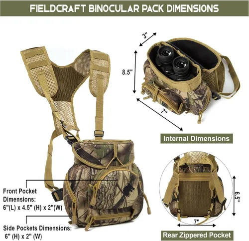 Vista 2 de Estuche de arnés binocular para cámaras Binos Óptica Telémetro Gear, Camouflaje, Talla única, Paquete de pecho