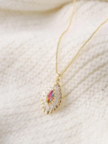 Vista 8 de Collar colgante ovalado de cristal para mujer, chapado en globo, bisutería