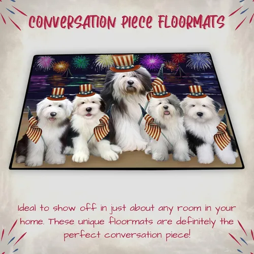 Vista 4 de Doggie of the Day Old English Sheepdogs Floor Mat - 4th of July Independence Day - Best Dog Doormat - Protector Decor - Unique Portrait Art