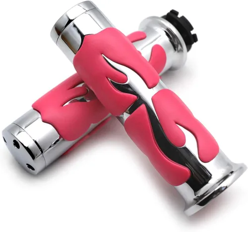 Vista 5 de XKH - Empuñadura de mano de llama rosa cromado compatible con Road Star Silverado Mmltd Vstar 650 1100 Classic [B00YB3WB9U]