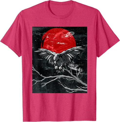 Vista 21 de Red Moon Raven - Camiseta japonesa de cuervo negro, Negro, S