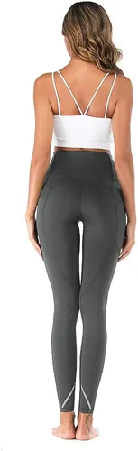 Vista 7 de Running Speed Pantalones de yoga de cintura alta con bolsillo para mujeres 4 vías de estiramiento de humedad que absorbe el entrenamiento Leggings