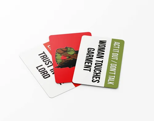 Vista 6 de Guerrero de la oración - Cartas de Charadas de la Biblia, juego de cartas de trivia bíblica cristiana y charadas para adultos, familias y grupos