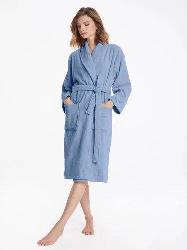 Vista 2 de SIORO Batas de tela de rizo para mujer, bata de baño de algodón suave, bata de ducha larga, cuello de chal, ropa de descanso, S-XL