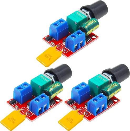 Vista 2 de Paquete de 3 mini controlador de velocidad de motor PWM DC, CC 3 V, 6 V, 12 V, 24 V, 35 V, 5 A, interruptor de control de velocidad, pequeño