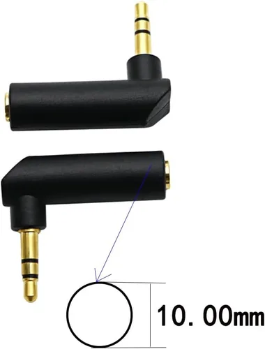 Vista 5 de Adaptador de audio macho a hembra de ángulo de 0.138 in, conector estéreo TRS de ángulo recto de 90 grados, conector AUX compatible con auriculares