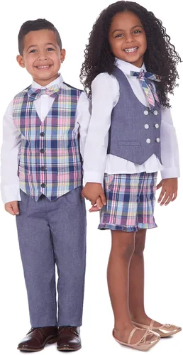 Vista 6 de IZOD Conjunto de chaleco de 4 piezas para niñas con parte superior e inferior de manga abullonada