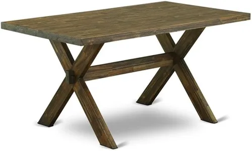 Vista 19 de East West Furniture VT026 Mesa de comedor estilo V – una mesa de cocina rectangular con patas elegantes, 36 x 60 pulgadas, multicolor