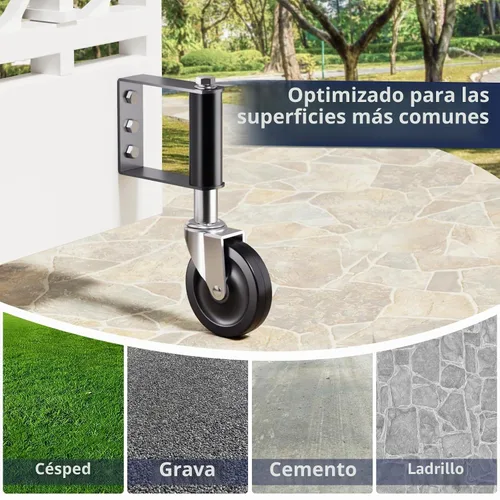 Vista 4 de Ronlap - Ruedas giratorias para puerta de madera con resorte cargadas, 220 libras, 4 pulgadas Heavy duty vertical track roller gate support wheel