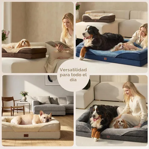 Vista 4 de EHEYCIGA Cama para perro de espuma viscoelástica para tamaño mediano, sofá ortopédico para perro con lados y forro impermeable, sofá cama lavable