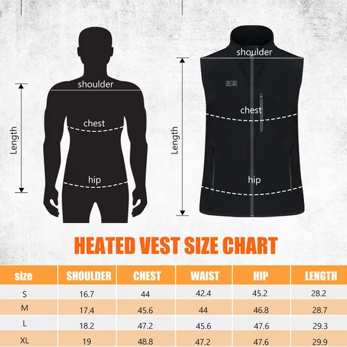 Vista 6 de Chaleco calefactor, chaleco calefactor, recargable, chaqueta calefactora con 3 niveles de calefacción, unisex, batería de ropa no incluida, Negro