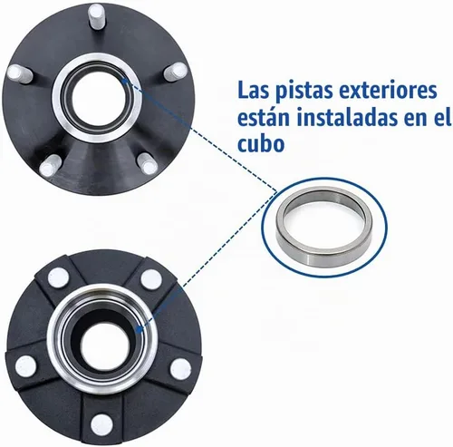 Vista 2 de Conjunto de cubo de remolque circular de 5 pernos en 5 pulgadas, apto para eje de 3,500 libras, con husillo cónico y rodamientos de 1-3/8 a 1-1/16