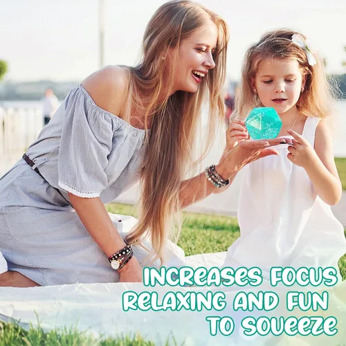 Vista 6 de Cubo de estrés Squishy Bolas de estrés para adultos y niños, bola antiestrés de azúcar blanda de hielo, juguetes sensoriales antiestrés de elevación