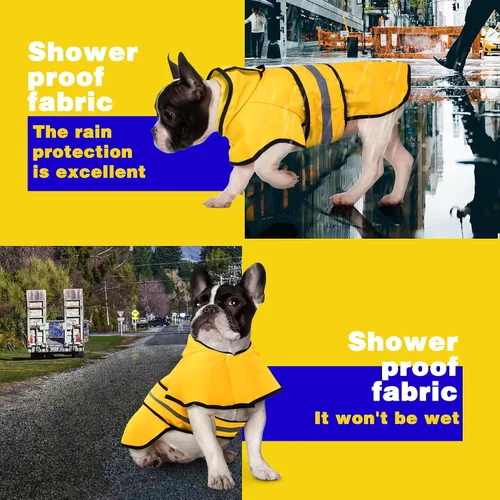 Vista 5 de Paiaite Waterproof Hooded Dog Raincoat with Reflective Strips Yellow S Amarillo